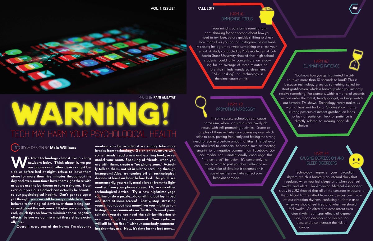 Magazine Spread about Technological Effects on Health